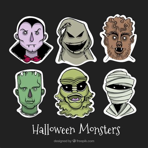 Creepy collection with halloween monsters Vector | Free Download