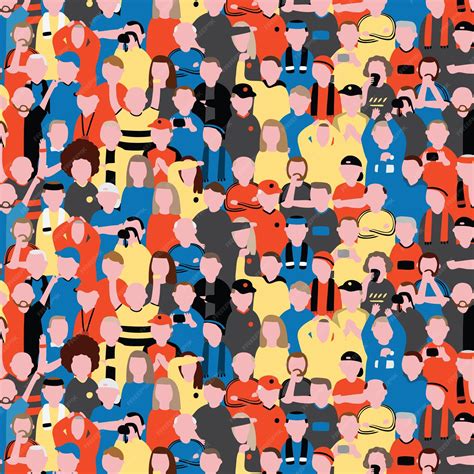 Premium Vector | Seamless vector pattern of crowd people at football ...