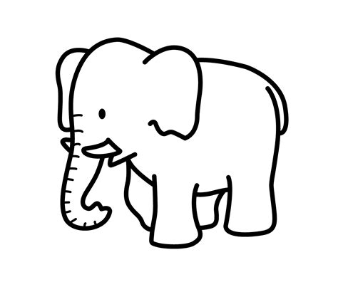 Cartoon elephant animals coloring pages for kids, printable free Easy Animal Drawings, Cartoon ...