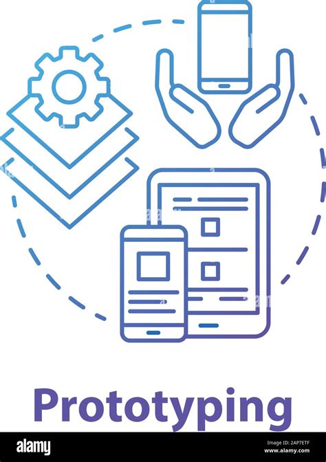 Prototyping concept icon. Software development tools idea thin line illustration. Mobile device ...