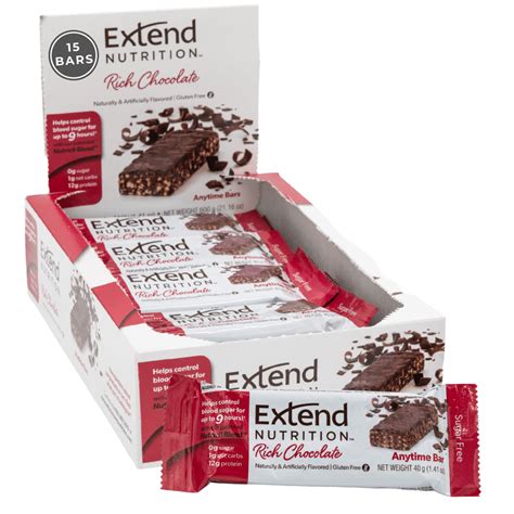 Extend Bar, Sugar Free, Low Carb Protein Bars, Rich Chocolate, 15 Pk ...