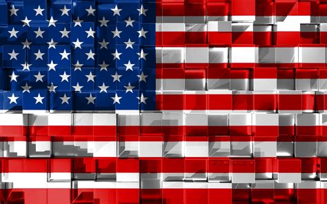 Download wallpapers Flag of USA, 3d flag, 3d cubes texture, American 3d ...