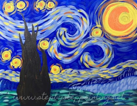 "Starry Night" Vincent Van Gogh PDF Download Painting Tutorial