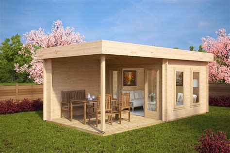 Lucas E Garden Room with Veranda 9m² / 44mm / 6 x 3 m - timbercabins24 ...