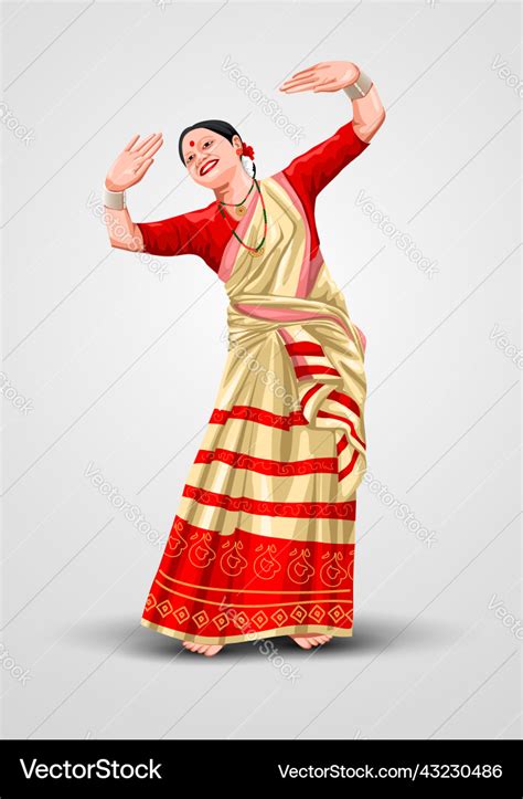 Bihu indian traditional dress of assam Royalty Free Vector