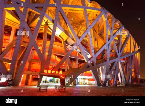 Beijing National Stadium - A wide-angle night view of Beijing National ...