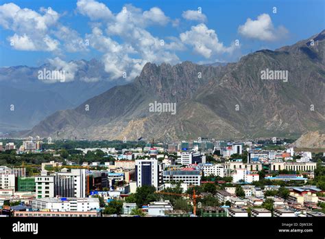 View of Lhasa city from Potala Palace, Lhasa, Tibet, China Stock Photo ...