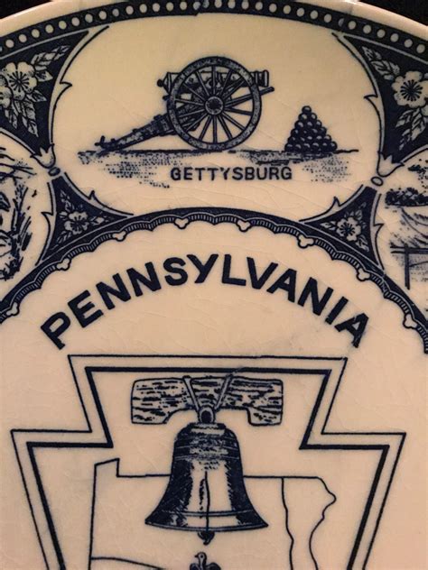 Vintage Pennsylvania State Plate. Vintage Plate. Blue and White ...