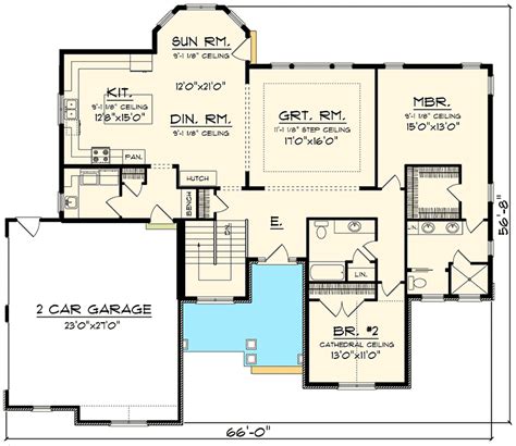 Open Concept Home With Side Load Garage - 89912AH | Architectural ...