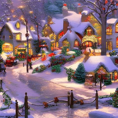 Beautiful Christmas Village Scene, AI Art, Instant Download, Digital ...