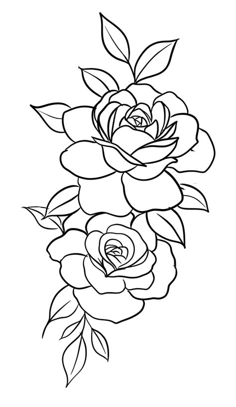 Rose Outline Drawing, Rose Outline Tattoo, Rose Drawing Tattoo, Tatto Ink, Tattoo Stencil ...