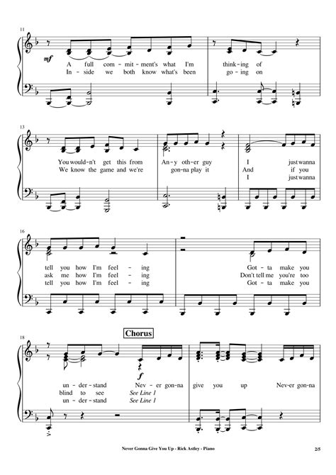 Rick Astley, Never Gonna Give You Up Piano Sheet Music - eSheetMusics.com