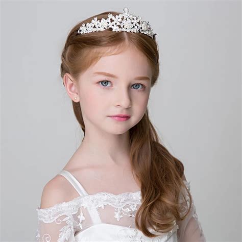 Simulated Pearl Rhinestone Crown Tiara Girls Coronet Headband Hair Ornaments for Wedding Party ...