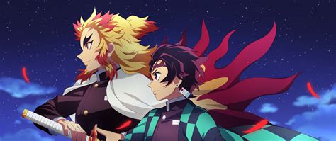 2560x1080 Resolution Kyojuro Rengoku and Tanjiro Kamado 4K Demon Slayer 2560x1080 Resolution ...