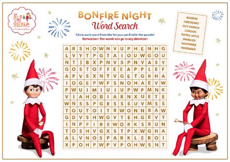 Bonfire Night Word Search | Elf On The Shelf UK