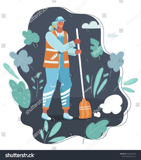 Vector Cartoon Illustration Female Street Cleaner Stock Vector (Royalty ...