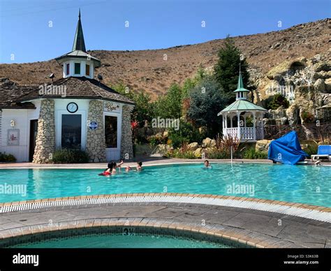 September, 2021, Swimming pool, Madonna Inn, San Luis Obispo, San Luis Obispo County, California ...