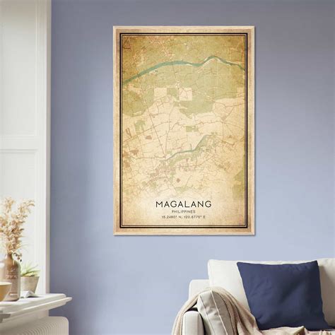 Vintage Magalang Philippines Map Poster, Magalang City Road Wall Art Print - Custom Maps & Posters