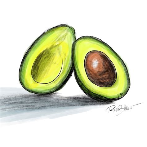 Avocado art drawing | Etsy