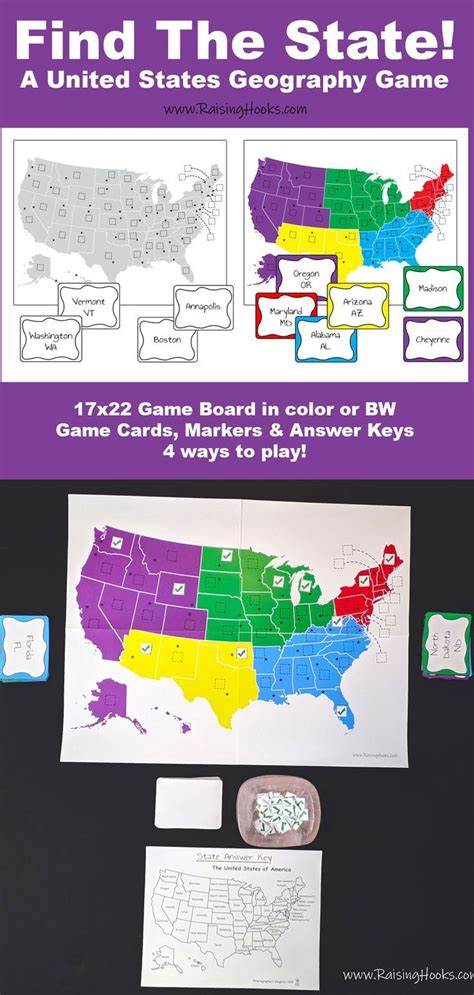 Find The State! A United States Geography Game - with capitals! | Geography games, United states ...