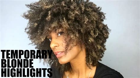 Temporary Blonde Highlights on Natural Afro Hair - YouTube