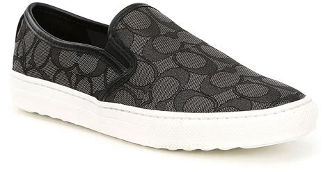 COACH C115 Signature Slip On Sneaker in Black,Smoke Black (Black) - Lyst