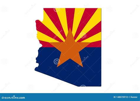 Map of Arizona in the Arizona Flag Colors Stock Photo - Image of star ...