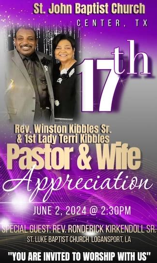 St. John Baptist Church Pastor, Wife Appreciation Set for June 2 | Shelby County Today