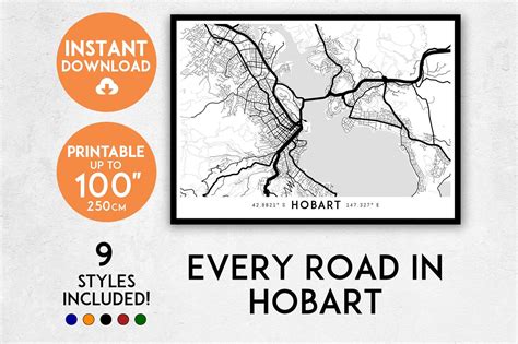 Hobart Map Print Printable Hobart Map Art Tasmania Map - Etsy Australia