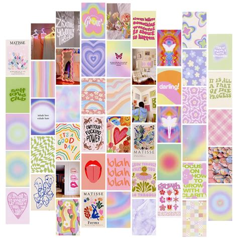 Buy XINJIANJQIN 50PCS Danish Pastel Room Decor Aesthetic s Wall Collage Kit,Preppy Aesthetic ...