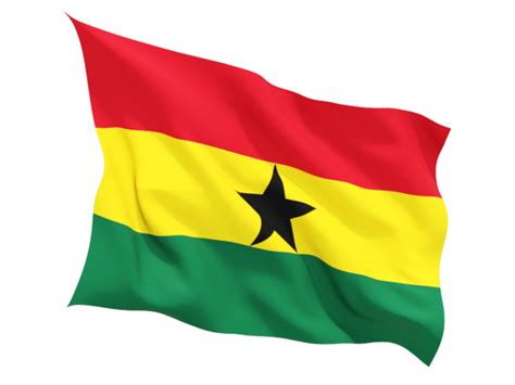 Fluttering flag. Illustration of flag of Ghana