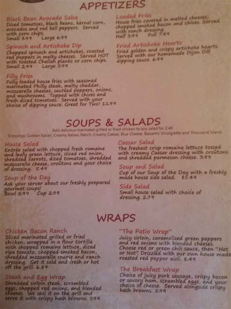 The Patio Cafe Menu, Conway, AR