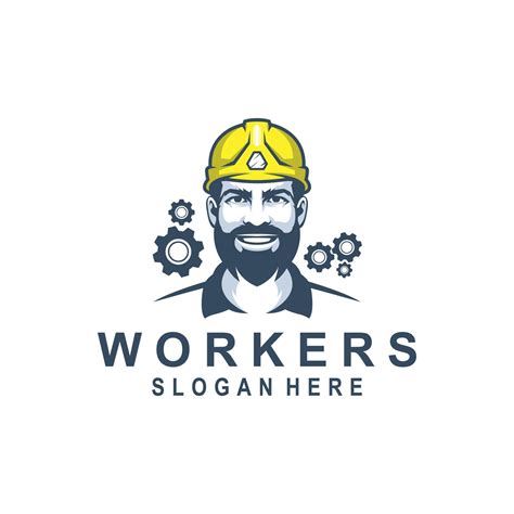 worker logo design with vector 5488726 Vector Art at Vecteezy