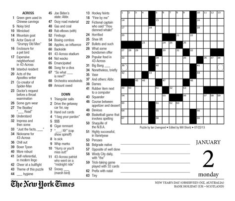 Nyt Printable Crossword