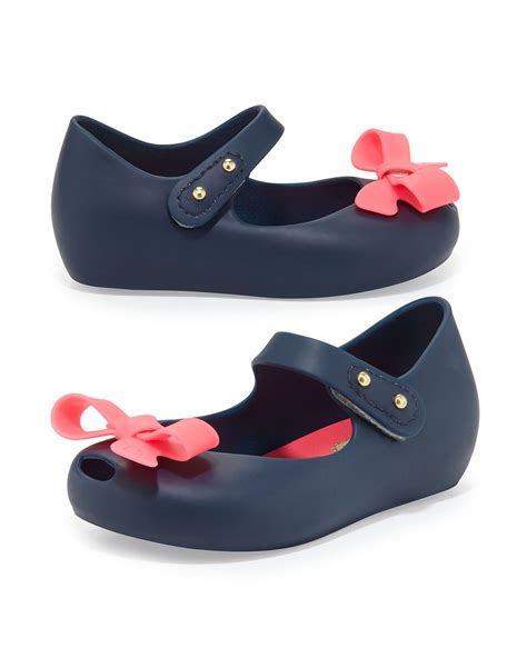 Melissa Shoes Mini Ultragirl Bow Jelly Flats, Blue/Pink | Melissa shoes, Mini melissa shoes ...