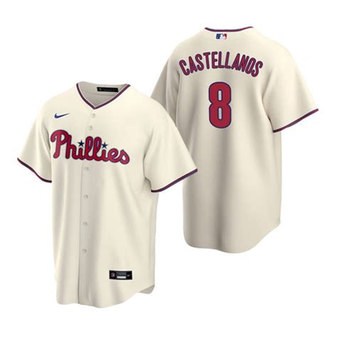 Men's Philadelphia Phillies #8 Nick Castellanos Cream Cool Base ...