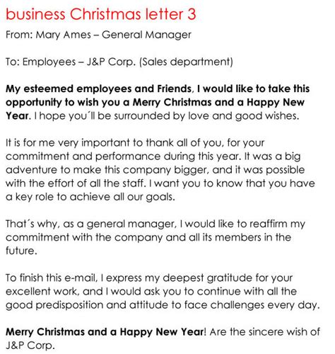 Sample Christmas Letter To Employees