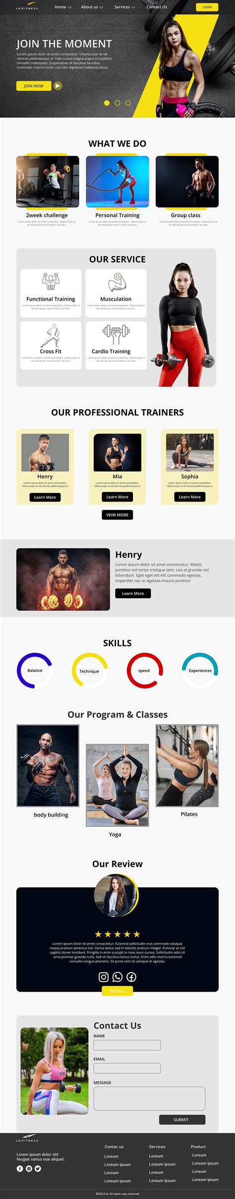 Gym website design on Behance