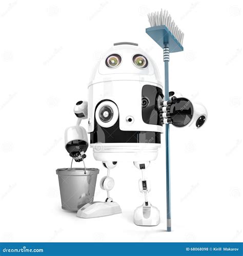 Robot Cleaner With Mop Royalty-Free Cartoon | CartoonDealer.com #76058441