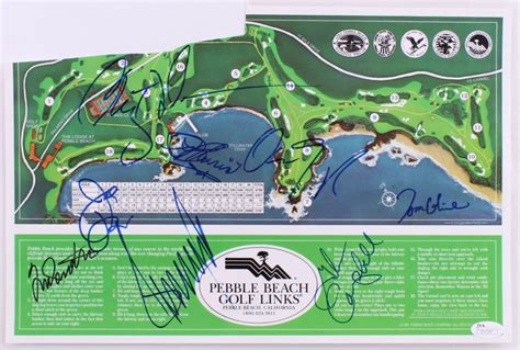 Pebble Beach Golf Course Map Signed by (8) Including Donald Trump, Glen ...