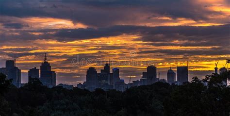 Melbourne City Skyline at Dusk or Early Sunset Stock Photo - Image of ...