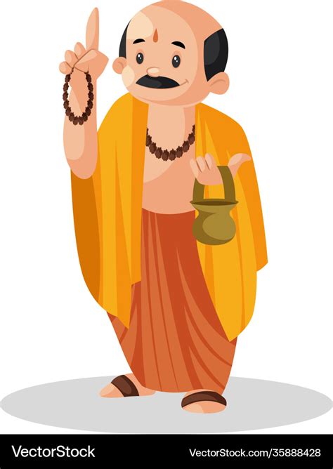 Indian pandit cartoon Royalty Free Vector Image