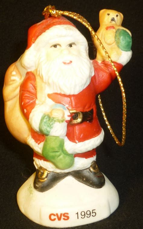 COLLECTIBLE 1985 CVS PORCELAIN CHRISTMAS TREE SANTA ORNAMENT