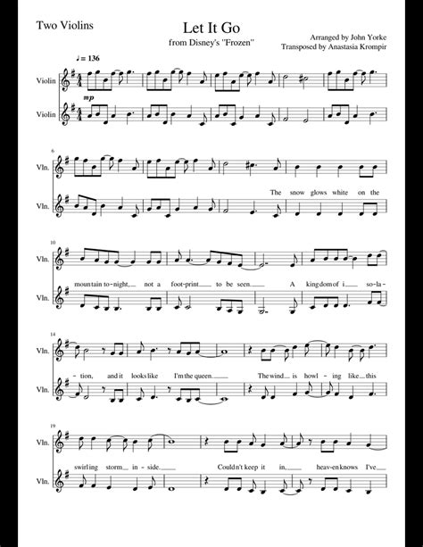 Let It Go for Two Violins sheet music for Violin download free in PDF or MIDI