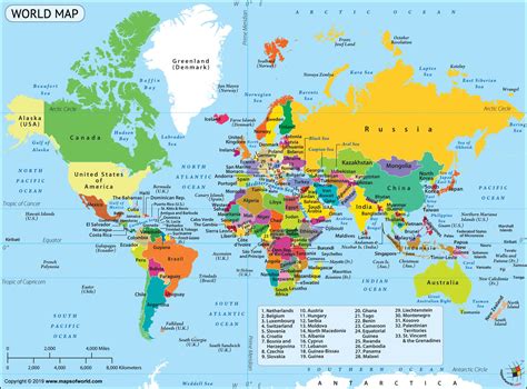 World Map with Country Names
