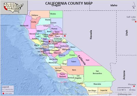 CA Counties Map With Names