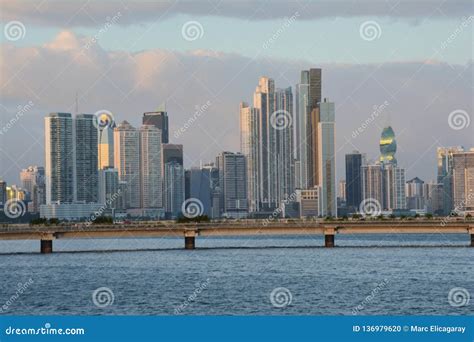 Panama City Skyline in Panama at Sunset Stock Photo - Image of ...