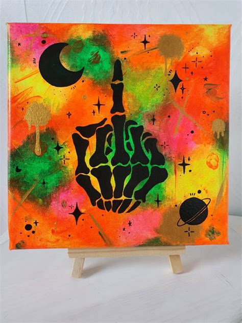 Neon Middle Finger Graffiti Painting - Etsy