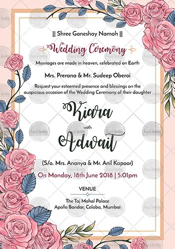 Pink Floral Wedding Invitation Ecard - Happy Invites Online Invite