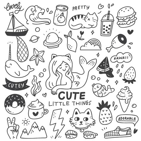 Premium Vector | Set of Cute Things Doodles